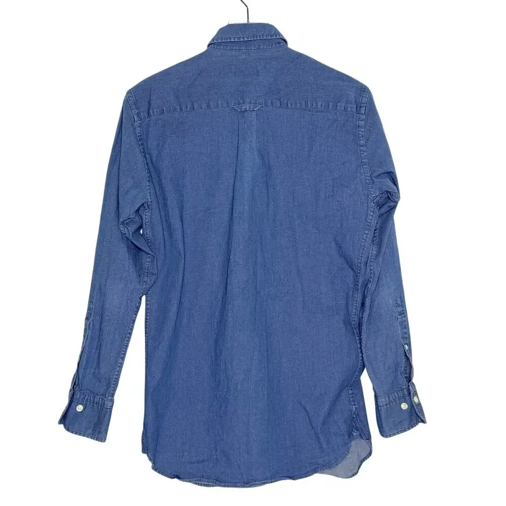 Peter Millar Crown Vintage Chambray Button Down Shirt S Mens Blue